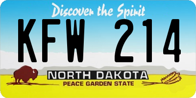 ND license plate KFW214