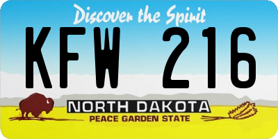 ND license plate KFW216