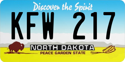 ND license plate KFW217