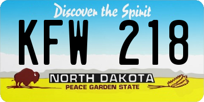 ND license plate KFW218