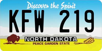 ND license plate KFW219