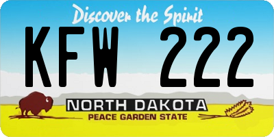 ND license plate KFW222
