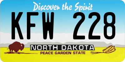 ND license plate KFW228