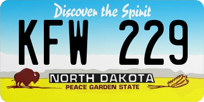 ND license plate KFW229