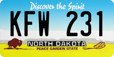 ND license plate KFW231
