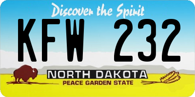 ND license plate KFW232