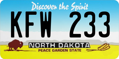 ND license plate KFW233