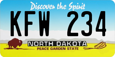 ND license plate KFW234