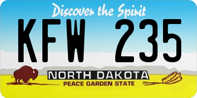 ND license plate KFW235