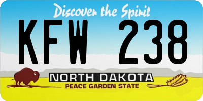 ND license plate KFW238