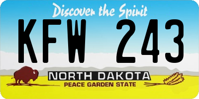 ND license plate KFW243