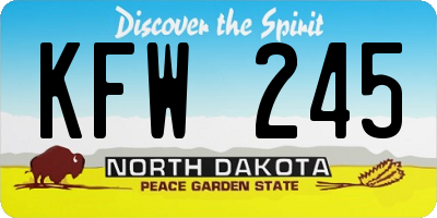 ND license plate KFW245