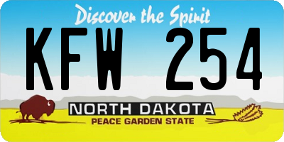 ND license plate KFW254