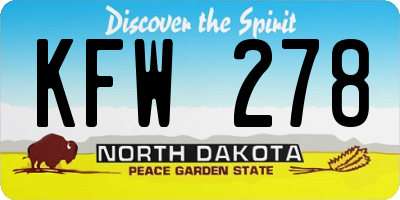 ND license plate KFW278