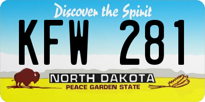 ND license plate KFW281