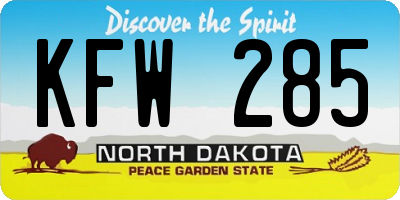 ND license plate KFW285