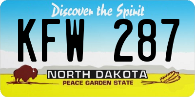 ND license plate KFW287