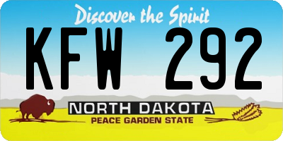 ND license plate KFW292