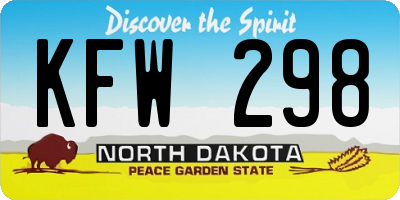 ND license plate KFW298