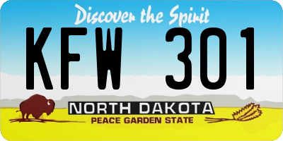 ND license plate KFW301