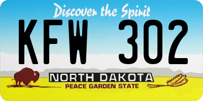 ND license plate KFW302