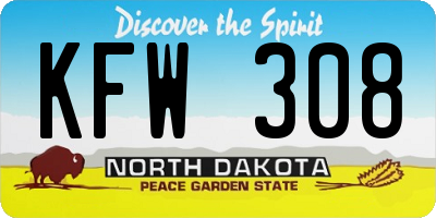 ND license plate KFW308