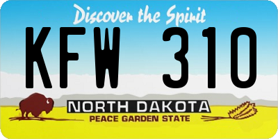 ND license plate KFW310