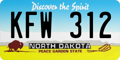 ND license plate KFW312