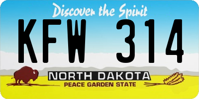 ND license plate KFW314