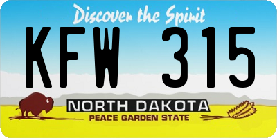 ND license plate KFW315