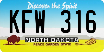 ND license plate KFW316
