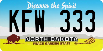 ND license plate KFW333