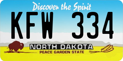 ND license plate KFW334