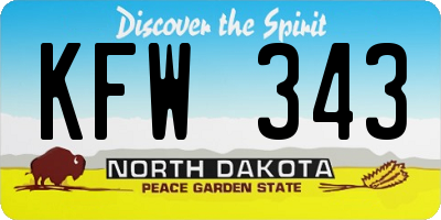 ND license plate KFW343
