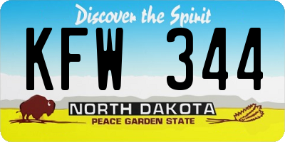 ND license plate KFW344