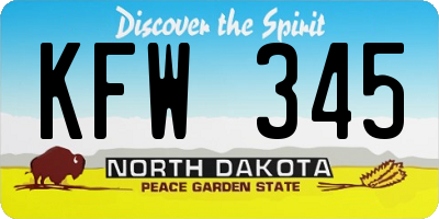 ND license plate KFW345