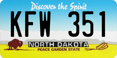 ND license plate KFW351