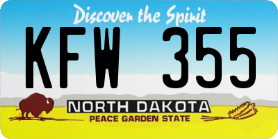 ND license plate KFW355