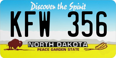 ND license plate KFW356