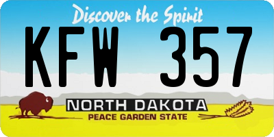 ND license plate KFW357