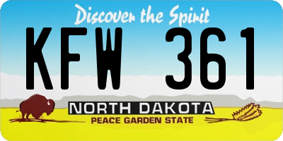 ND license plate KFW361