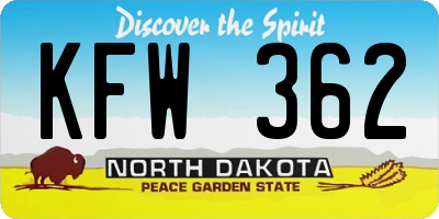 ND license plate KFW362