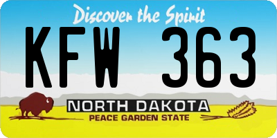 ND license plate KFW363