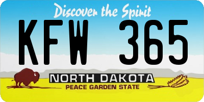 ND license plate KFW365