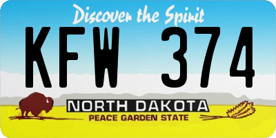 ND license plate KFW374