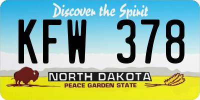 ND license plate KFW378