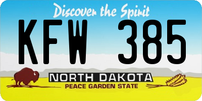 ND license plate KFW385