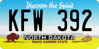 ND license plate KFW392