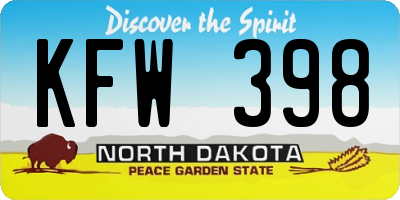 ND license plate KFW398