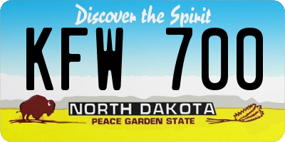 ND license plate KFW700